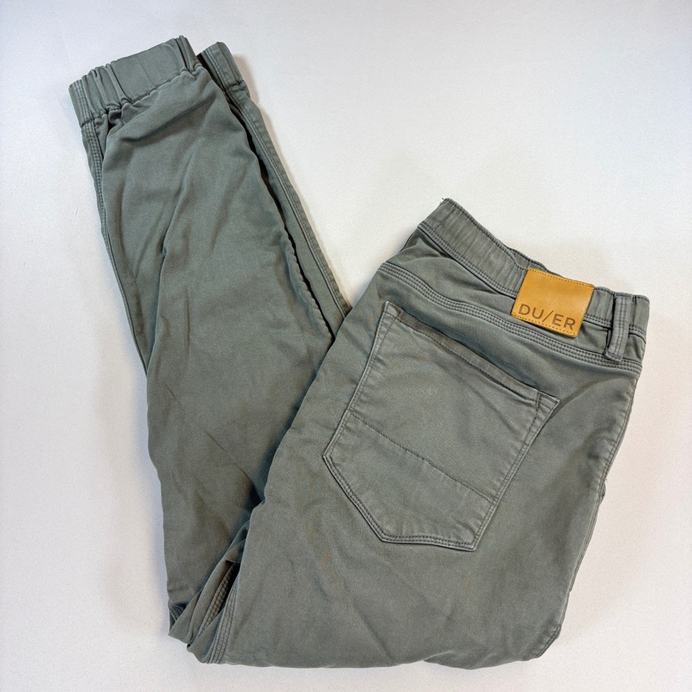 DU/ER No Sweat Jogger Pants Mens 36x29 Sage Green N2X Slim Stretch Travel Hiking